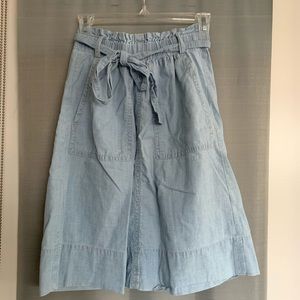 Madewell denim skirt with tie waist and pockets